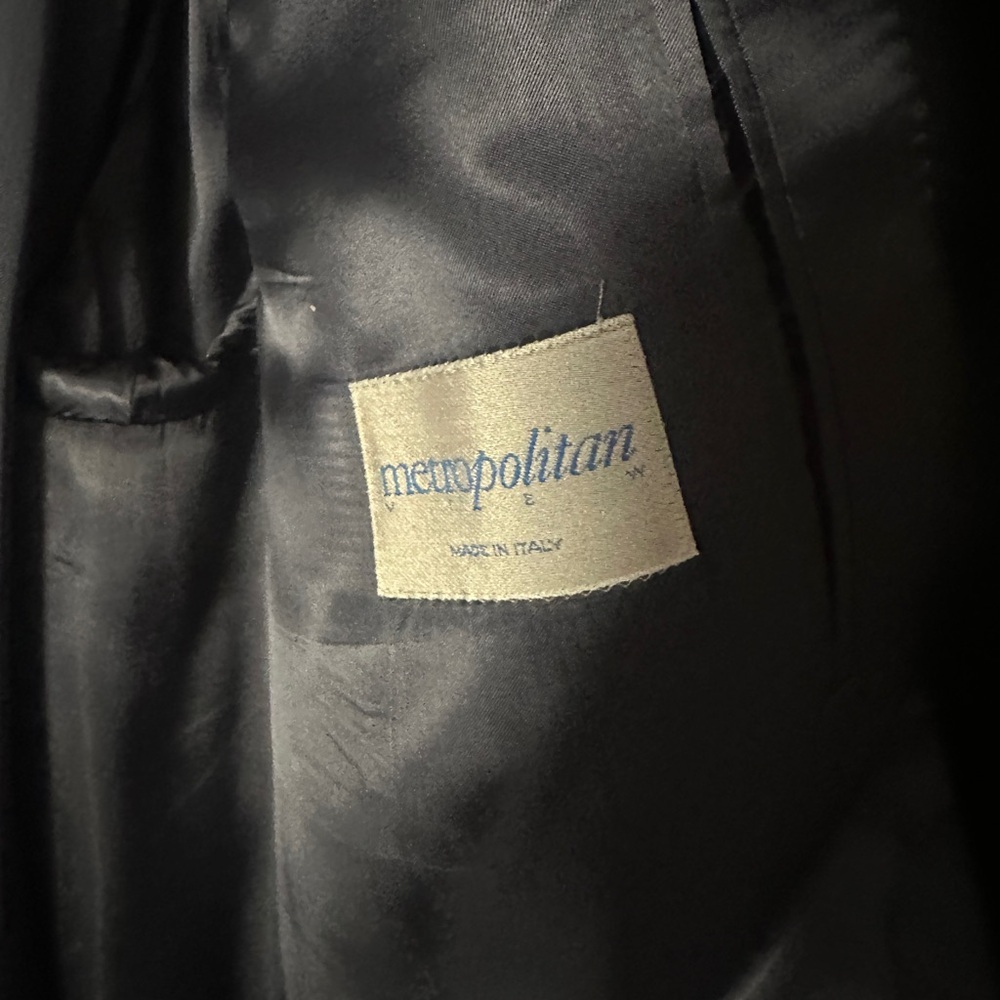 Men's Navy Sleek Long Overcoat - Picture 2 of 3